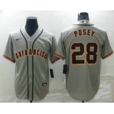 Men's San Francisco Giants #28 Buster Posey Grey Stitched MLB Cool Base Nike Jersey