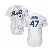 Men's New York Mets #47 Drew Gagnon White Home Flex Base Authentic Collection Baseball Player Stitched Jersey