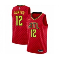 Men's Atlanta Hawks #12 De'Andre Hunter Authentic Red Basketball Stitched Jersey Statement Edition