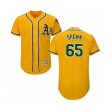 Men's Oakland Athletics #65 Seth Brown Gold Alternate Flex Base Authentic Collection Baseball Player Stitched Jersey