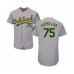 Men's Oakland Athletics #75 James Kaprielian Grey Road Flex Base Authentic Collection Baseball Player Stitched Jersey