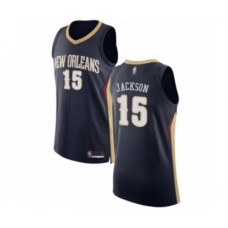 Men's New Orleans Pelicans #15 Frank Jackson Authentic Navy Blue Basketball Stitched Jersey - Icon Edition