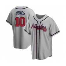 Men's Chipper Jones #10 Atlanta Braves Gray Replica Road Stitched Jersey