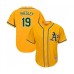 Men's Oakland Athletics #19 Josh Phegley Replica Gold Alternate 2 Cool Base Baseball Jersey