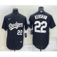 Men's Los Angeles Dodgers #22 Clayton Kershaw Number Black Turn Back The Clock Stitched Cool Base Jersey