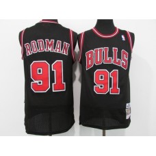 Men's Chicago Bulls #91 Dennis Rodman Authentic Black Alternate Stitched Jersey