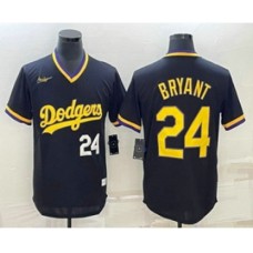 Men's Los Angeles Dodgers #24 Kobe Bryant Number Black Stitched Pullover Throwback Nike Jerseys