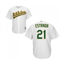 Men's Oakland Athletics #21 Marco Estrada Replica White Home Cool Base Baseball Jersey