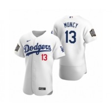 Men's Los Angeles Dodgers #13 Max Muncy Nike White 2020 World Series Authentic Stitched Jersey