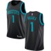 Men's Nike Jordan Charlotte Hornets #1 Muggsy Bogues Swingman Black NBA Jersey - 2018 19 City Edition