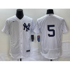 Men's New York Yankees #5 Joe DiMaggio White Flex Base Stitched Baseball Jersey