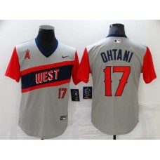 Men's Los Angeles Angels #17 Shohei Ohtani Gray Throwback Baseball Stitched Jersey