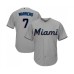 Men's Miami Marlins #7 Deven Marrero Replica Grey Road Cool Base Baseball Jersey