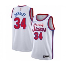 Men's Philadelphia 76ers #34 Charles Barkley Authentic White Hardwood Classics Basketball Stitched Jersey