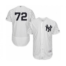 Men's New York Yankees #72 Chance Adams White Home Flex Base Authentic Collection Baseball Player Stitched Jersey