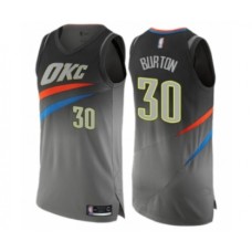 Men's Oklahoma City Thunder #30 Deonte Burton Authentic Gray Basketball Stitched Jersey - City Edition