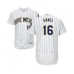 Men's Milwaukee Brewers #16 Ben Gamel White Home Flex Base Authentic Collection Baseball Jersey