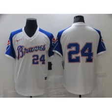 Men's Nike Atlanta Braves #24 Deion Sanders White Stitched Baseball Jersey