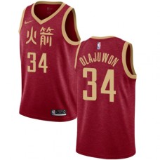 Men's Nike Houston Rockets #34 Hakeem Olajuwon Swingman Red NBA Jersey - 2018 19 City Edition