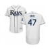 Men's Tampa Bay Rays #47 Oliver Drake Home White Home Flex Base Authentic Collection Baseball Player Stitched Jersey