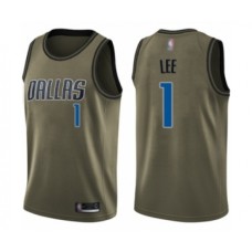 Men's Dallas Mavericks #1 Courtney Lee Swingman Green Salute to Service Basketball Jersey