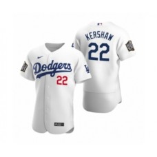 Men's Los Angeles Dodgers #22 Clayton Kershaw Nike White 2020 World Series Authentic Stitched Jersey