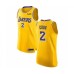 Men's Los Angeles Lakers #2 Quinn Cook Authentic Gold Basketball Jersey - Icon Edition