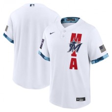 Men's Miami Marlins Blank Nike White 2021 MLB All-Star Game Replica Stitched Jersey