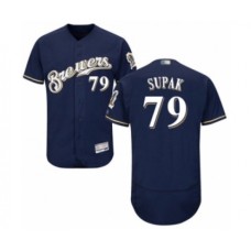 Men's Milwaukee Brewers #79 Trey Supak Navy Blue Alternate Flex Base Authentic Collection Baseball Player Stitched Jersey