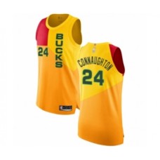 Men's Milwaukee Bucks #24 Pat Connaughton Authentic Yellow Basketball Stitched Jersey - City Edition