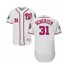 Men's Washington Nationals #31 Max Scherzer White Home Flex Base Authentic Collection 2019 World Series Champions Baseball Stitched Jersey