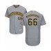 Men's Pittsburgh Pirates #66 Dovydas Neverauskas Grey Road Flex Base Authentic Collection Baseball Player Stitched Jersey