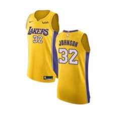 Men's Los Angeles Lakers #32 Magic Johnson Authentic Gold Home Basketball Jersey - Icon Edition