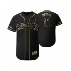 Men's 2019 Golden Edition Boston Red Sox Black #11 Rafael Devers Flex Base Stitched Jersey