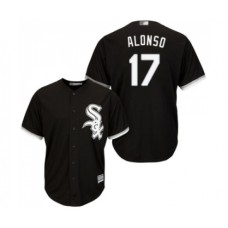 Men's Chicago White Sox #17 Yonder Alonso Replica Black Alternate Home Cool Base Baseball Jersey