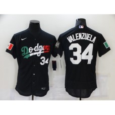 Men's Nike Los Angeles Dodgers #34 Fernando Valenzuela Black Elite Stitched Jersey