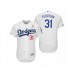 Men's 2019 Mothers Day Joc Pederson Los Angeles Dodgers #31 White Flex Base Home Stitched Jersey