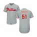 Men's Philadelphia Phillies #51 Enyel De Los Santos Grey Road Flex Base Authentic Collection Baseball Player Stitched Jersey