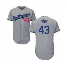 Men's Los Angeles Dodgers #43 Edwin Rios Grey Road Flex Base Authentic Collection Baseball Player Stitched Jersey