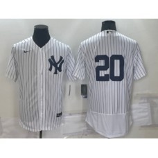 Men's New York Yankees #20 Jorge Posada White No Name Stitched MLB Flex Base Nike Jersey