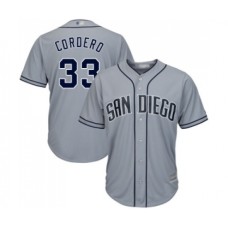 Men's San Diego Padres #33 Franchy Cordero Replica Grey Road Cool Base Baseball Jersey