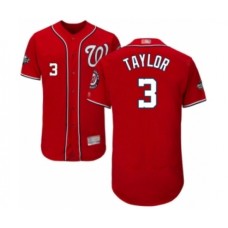 Men's Washington Nationals #3 Michael Taylor Red Alternate Flex Base Authentic Collection 2019 World Series Bound Baseball Stitched Jersey