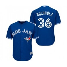 Men's Toronto Blue Jays #36 Clay Buchholz Replica Blue Alternate Baseball Jersey