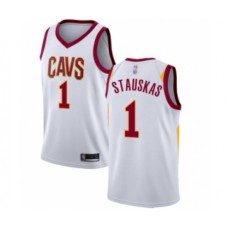 Men's Cleveland Cavaliers #1 Nik Stauskas Authentic White Basketball Jersey - Association Edition