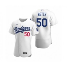 Men's Los Angeles Dodgers #50 Mookie Betts White Authentic 2020 Home Stitched Jersey