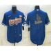 Men's Los Angeles Dodgers Big Logo Rainbow Blue Cool Base Nike Stitched Jersey1