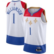 Men's New Orleans Pelicans #1 Zion Williamson Nike White 2020-21 Swingman Player Stitched Jersey