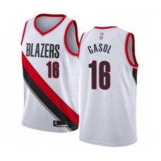 Men's Portland Trail Blazers #16 Pau Gasol Authentic White Basketball Stitched Jersey - Association Edition