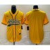 Men's Oakland Athletics Blank Yellow Cool Base Stitched Baseball Jersey