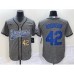 Men's Los Angeles Dodgers #42 Jackie Robinson Number Grey Gridiron Cool Base Stitched Baseball Jersey